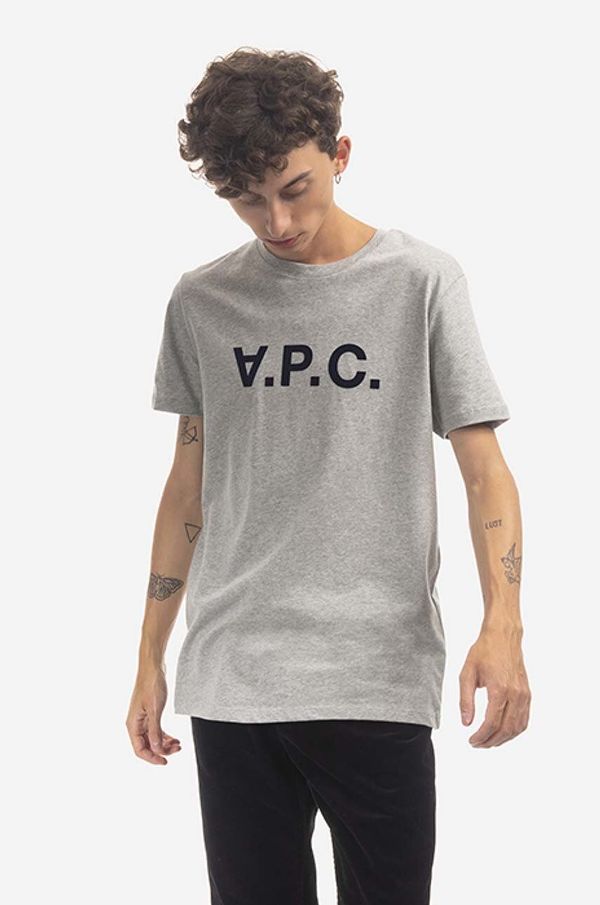 A.P.C. Bombažna kratka majica A.P.C. VPC Color siva barva