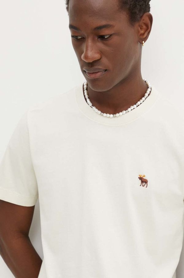 Abercrombie & Fitch Bombažna kratka majica Abercrombie & Fitch 3-pack moška, bež barva, KI124-4064
