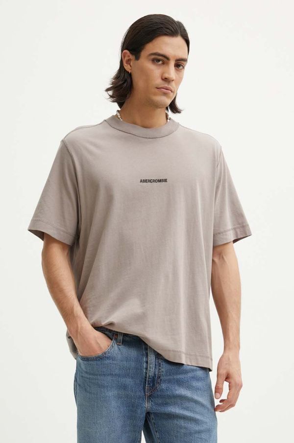 Abercrombie & Fitch Bombažna kratka majica Abercrombie & Fitch moška, bež barva, KI123-1039