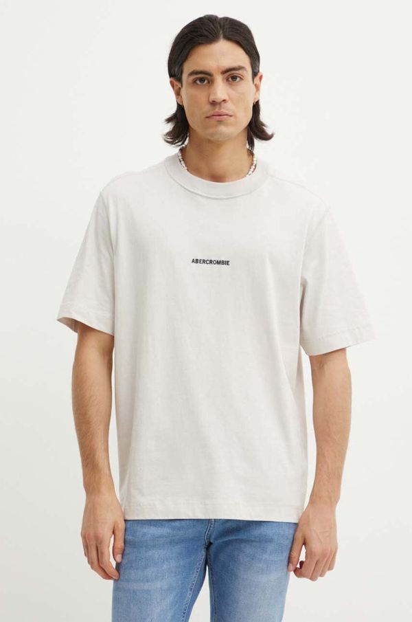 Abercrombie & Fitch Bombažna kratka majica Abercrombie & Fitch moška, siva barva, KI123-1036