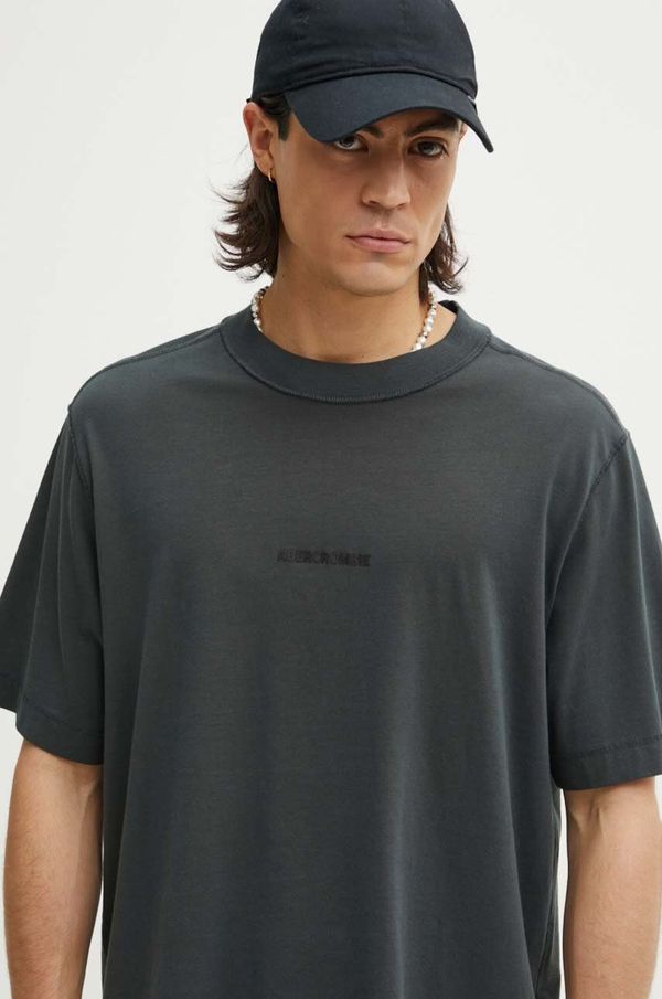 Abercrombie & Fitch Bombažna kratka majica Abercrombie & Fitch moška, zelena barva, KI123-1037