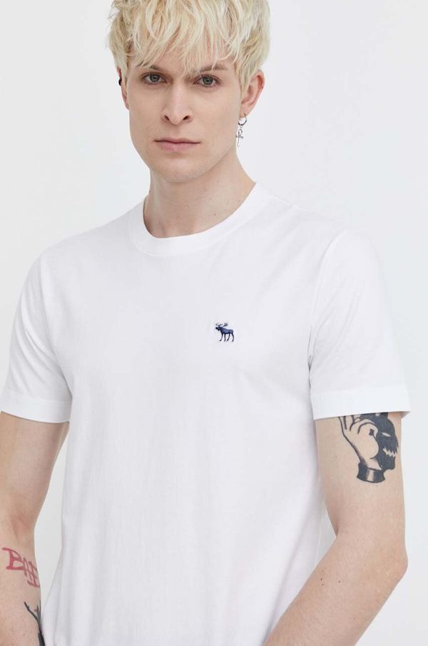 Abercrombie & Fitch Bombažna kratka majica Abercrombie & Fitch moški, bela barva