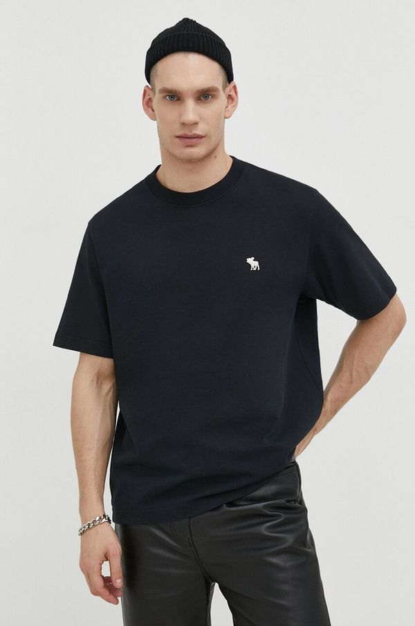 Abercrombie & Fitch Bombažna kratka majica Abercrombie & Fitch moški, črna barva