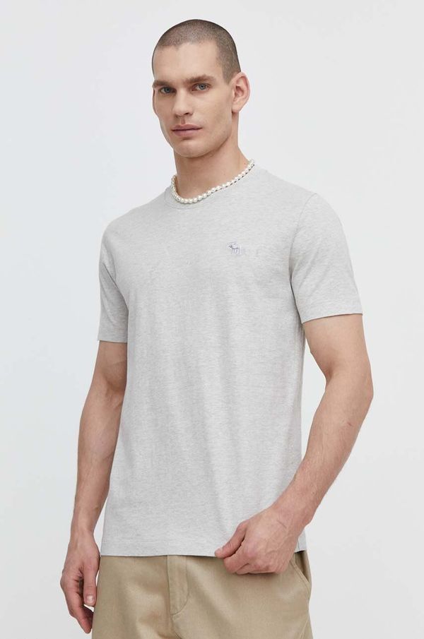 Abercrombie & Fitch Bombažna kratka majica Abercrombie & Fitch moški, siva barva