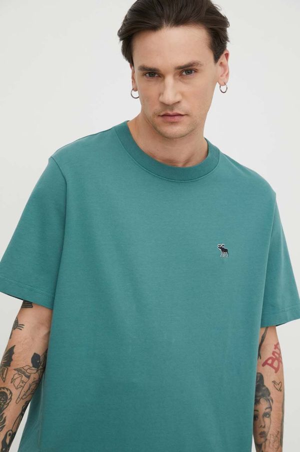 Abercrombie & Fitch Bombažna kratka majica Abercrombie & Fitch moški, zelena barva