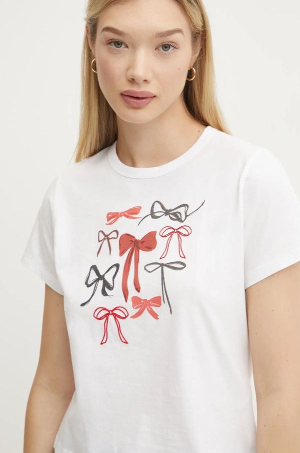 Abercrombie & Fitch Bombažna kratka majica Abercrombie & Fitch ženska, bela barva, KI157-4343