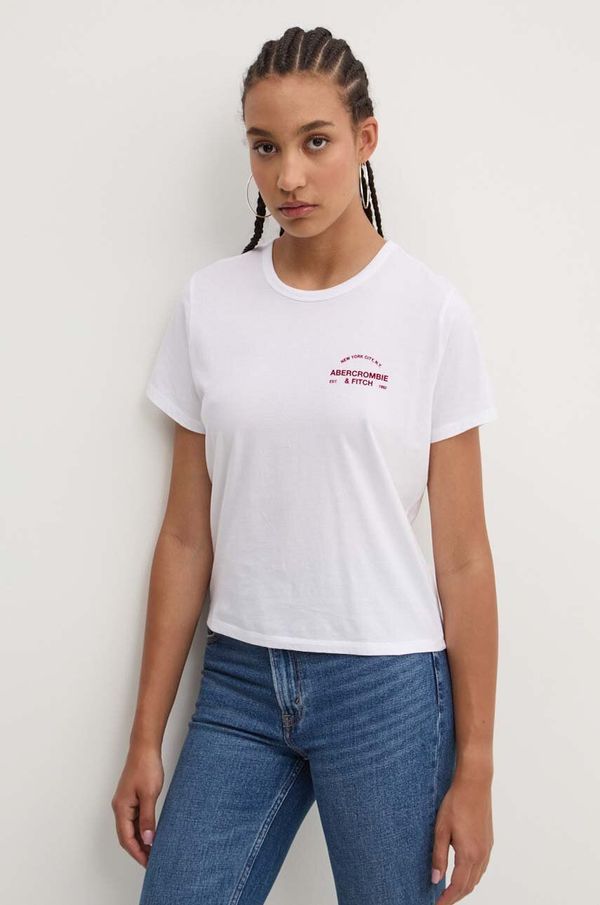 Abercrombie & Fitch Bombažna kratka majica Abercrombie & Fitch ženska, bež barva, KI157-4307