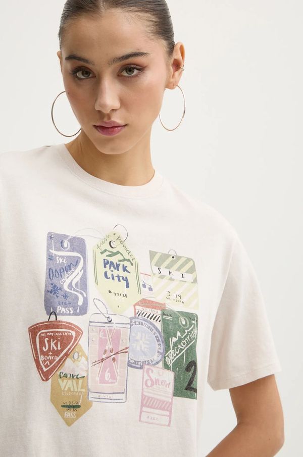 Abercrombie & Fitch Bombažna kratka majica Abercrombie & Fitch ženska, bež barva, KI157-4326