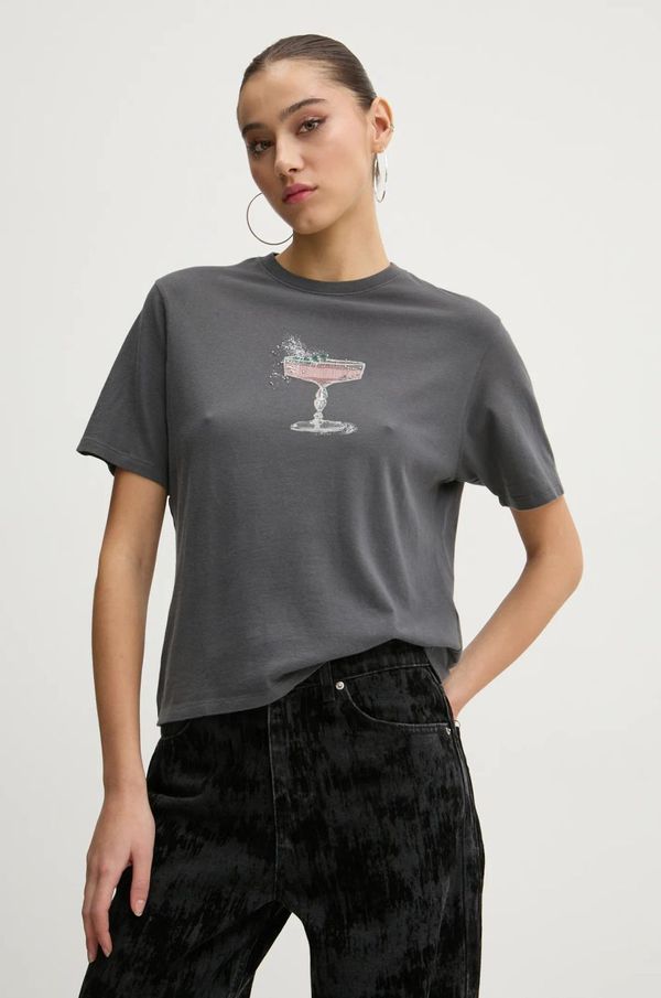 Abercrombie & Fitch Bombažna kratka majica Abercrombie & Fitch ženska, siva barva, KI157-4332