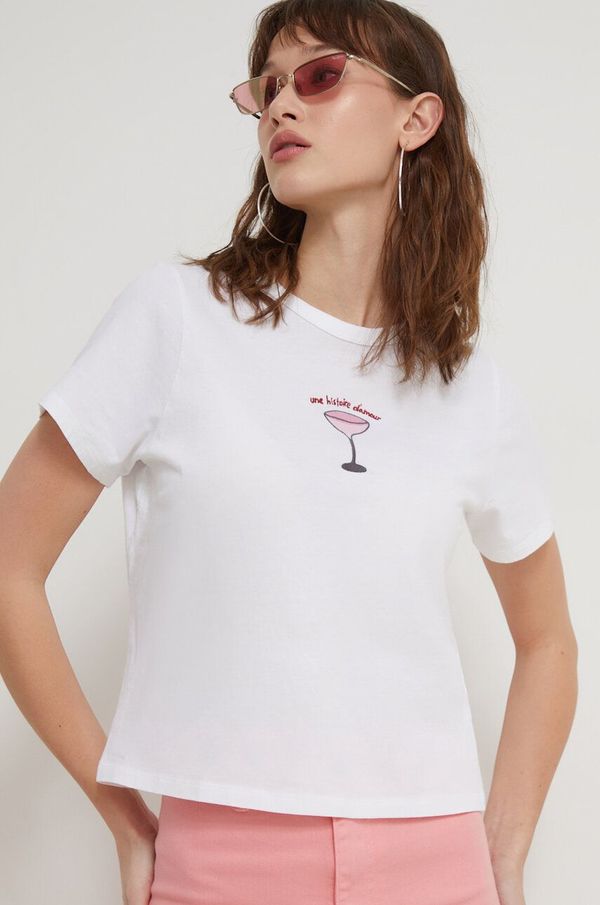 Abercrombie & Fitch Bombažna kratka majica Abercrombie & Fitch ženski, bela barva