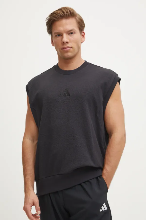 adidas Bombažna kratka majica adidas ALL SZN Luxe moška, črna barva, JJ3637