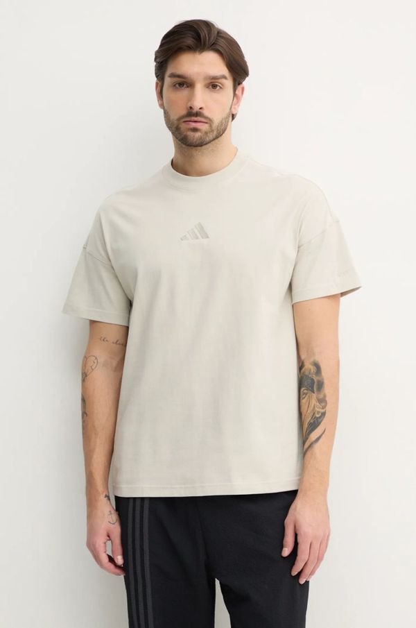 adidas Bombažna kratka majica adidas ALL SZN moška, bež barva, JI6403