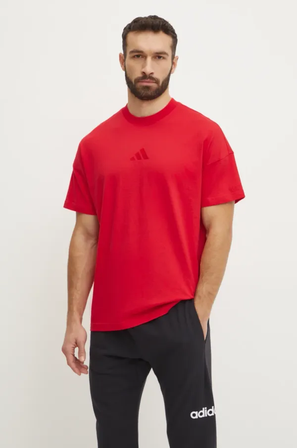 adidas Bombažna kratka majica adidas ALL SZN moška, rdeča barva, JC5346