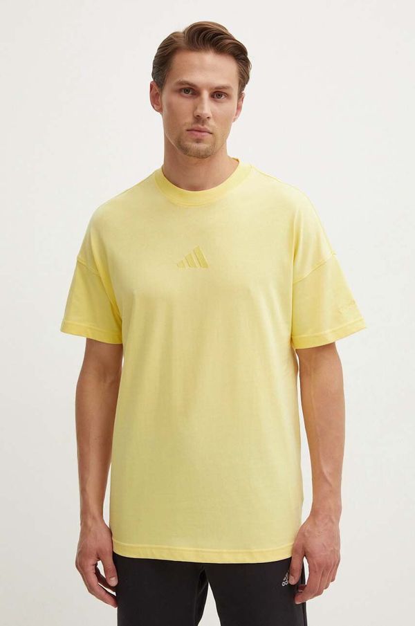 adidas Bombažna kratka majica adidas All SZN moška, rumena barva, IY4141