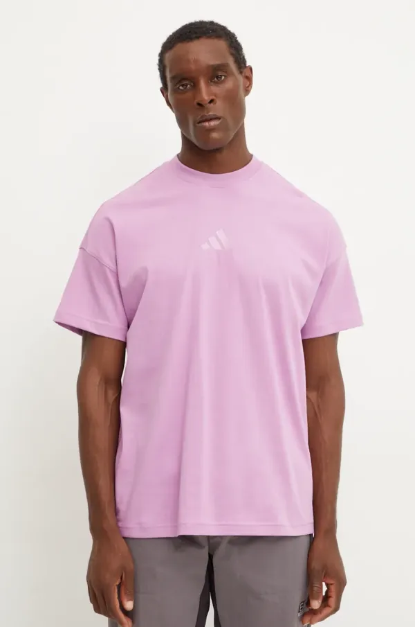 adidas Bombažna kratka majica adidas All SZN moška, vijolična barva, IY4149