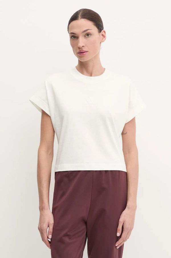 adidas Bombažna kratka majica adidas ALL SZN ženska, bež barva, JJ1243