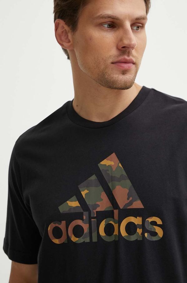 adidas Bombažna kratka majica adidas Camo moška, črna barva, IW2671