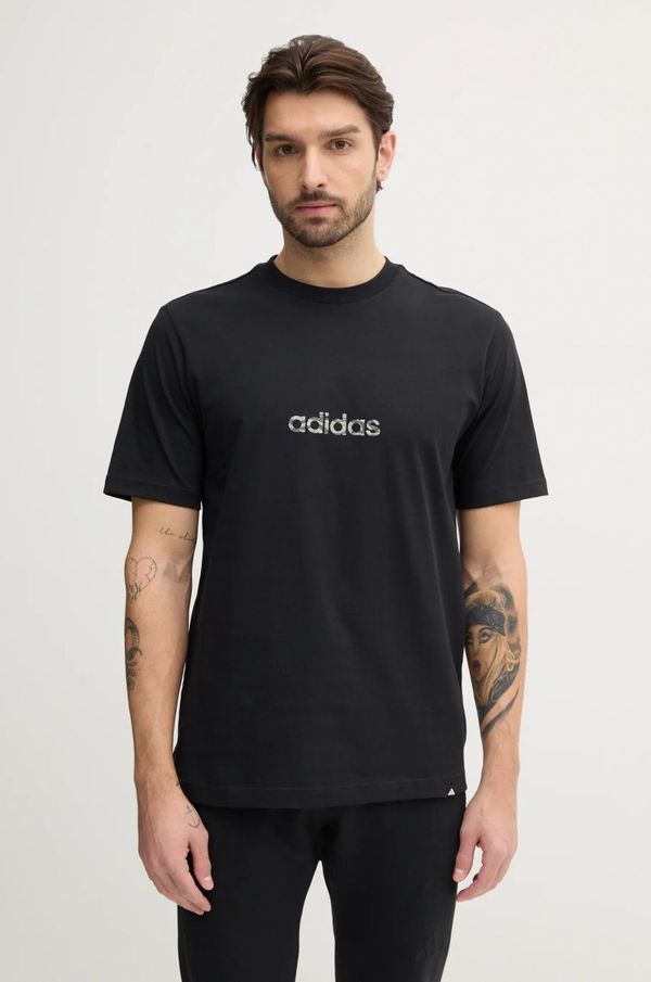 adidas Bombažna kratka majica adidas Camo moška, črna barva, JN1403