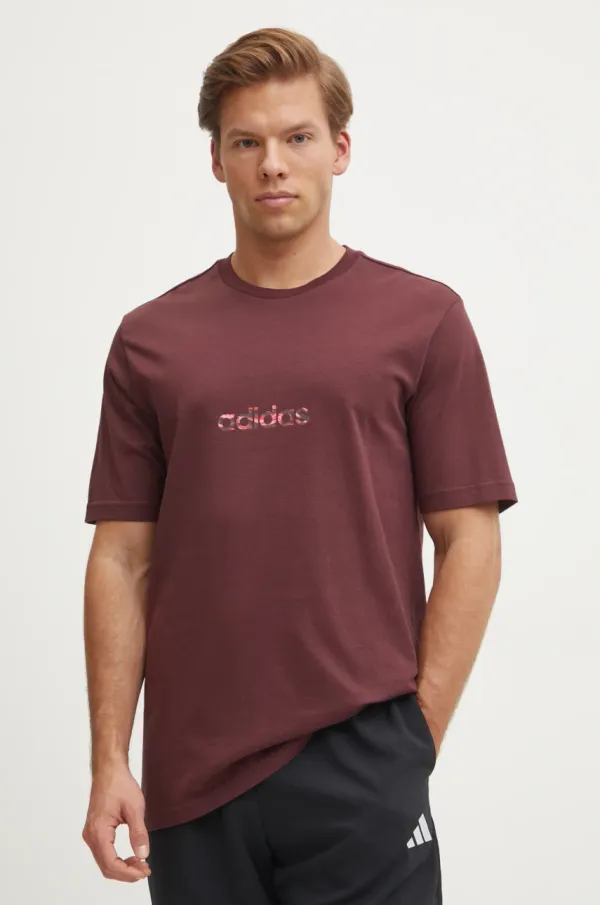 adidas Bombažna kratka majica adidas Camo moška, rdeča barva, JN1404