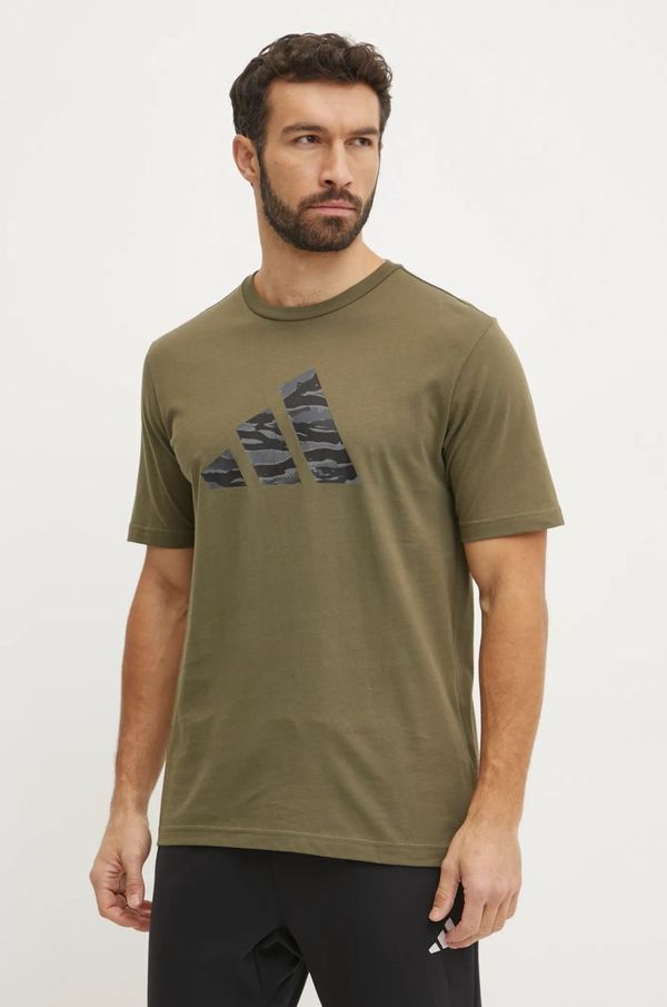 adidas Bombažna kratka majica adidas Camo moška, zelena barva, JI6768