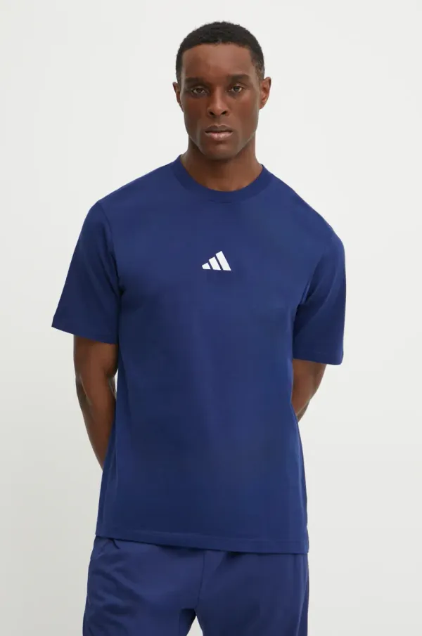 adidas Bombažna kratka majica adidas Essential moška, mornarsko modra barva, JF1093