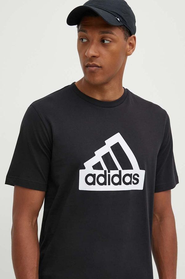 adidas Bombažna kratka majica adidas Essentials moška, črna barva, IW2702