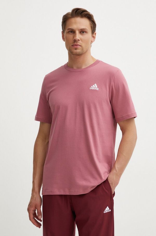adidas Bombažna kratka majica adidas Essentials moška, roza barva, IX0120