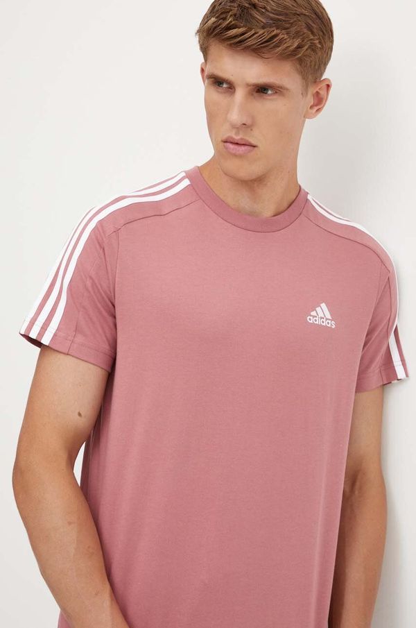 adidas Bombažna kratka majica adidas Essentials moška, roza barva, IX0157