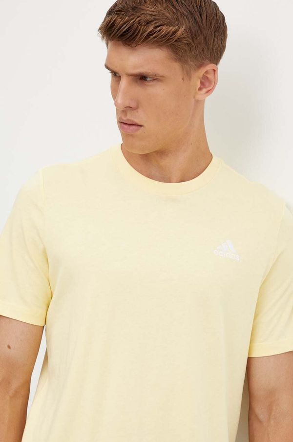 adidas Bombažna kratka majica adidas Essentials moška, rumena barva, IX0121