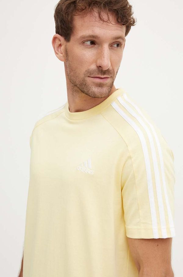 adidas Bombažna kratka majica adidas Essentials moška, rumena barva, IX0159