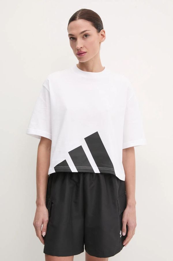 adidas Bombažna kratka majica adidas Essentials ženska, bela barva, JG8737