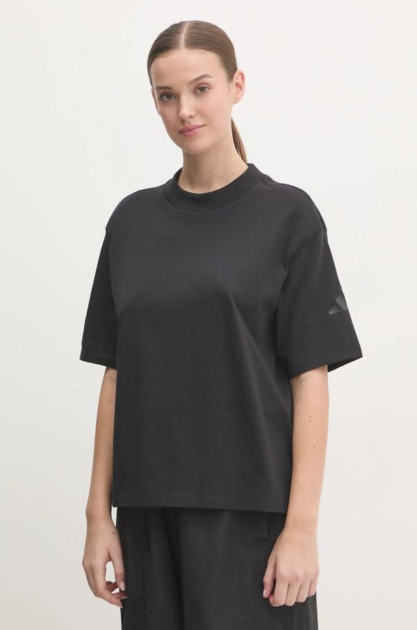 adidas Bombažna kratka majica adidas Essentials ženska, črna barva, JD3081