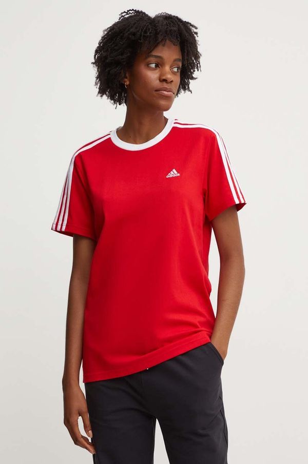 adidas Bombažna kratka majica adidas Essentials ženska, rdeča barva, IY1699