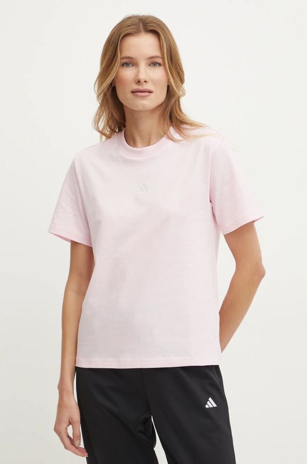 adidas Bombažna kratka majica adidas Essentials ženska, roza barva, JI6073