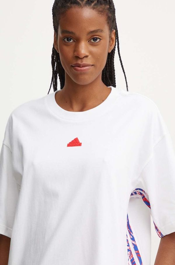 adidas Bombažna kratka majica adidas Express ženska, bela barva, IW8638