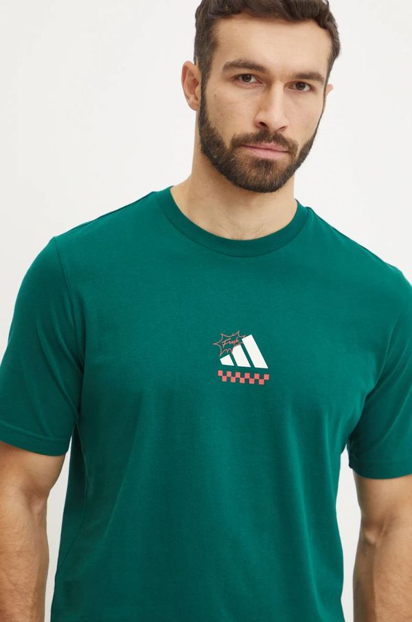 adidas Bombažna kratka majica adidas M L PIZZA TEE moška, zelena barva, JJ4017