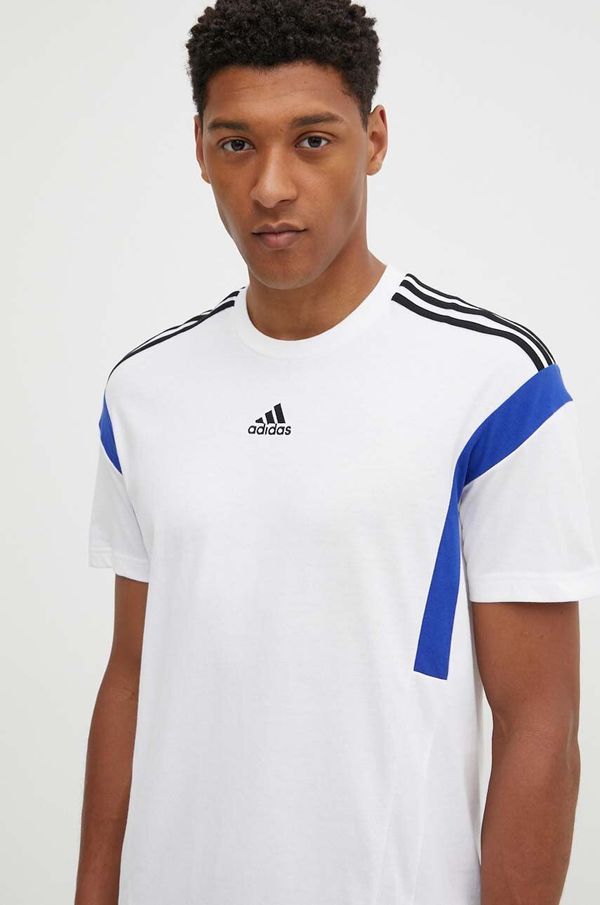 adidas Bombažna kratka majica adidas moška, bela barva, JJ1533