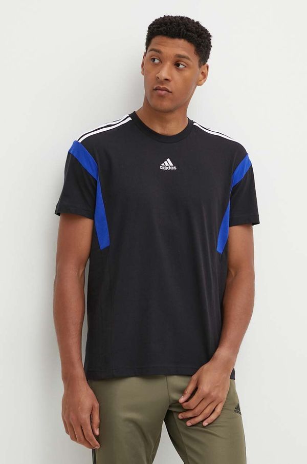 adidas Bombažna kratka majica adidas moška, črna barva, JJ1532