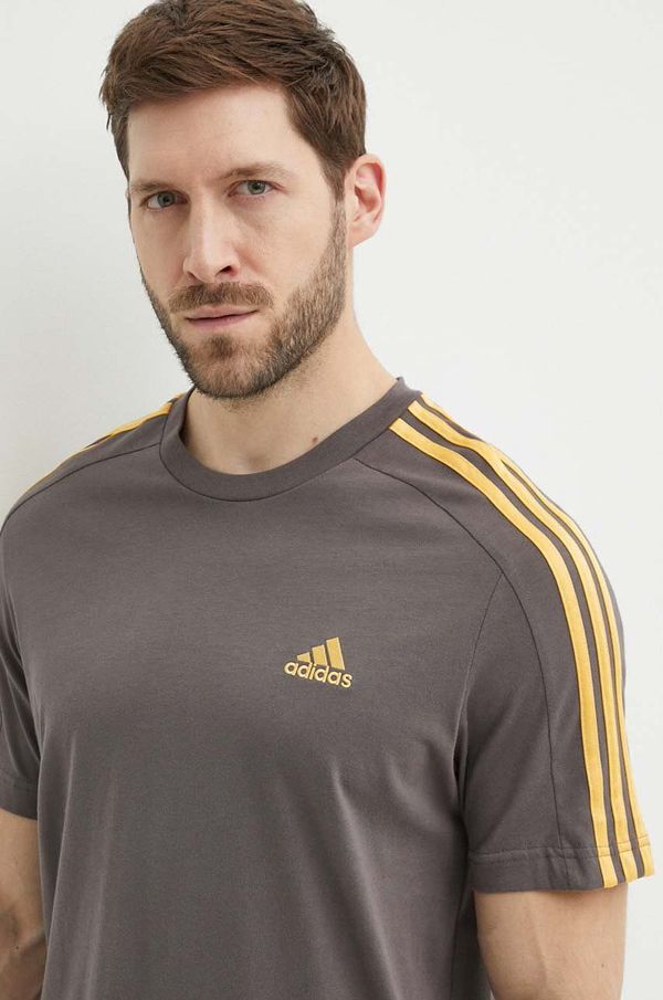 adidas Bombažna kratka majica adidas moška, siva barva, IS1334