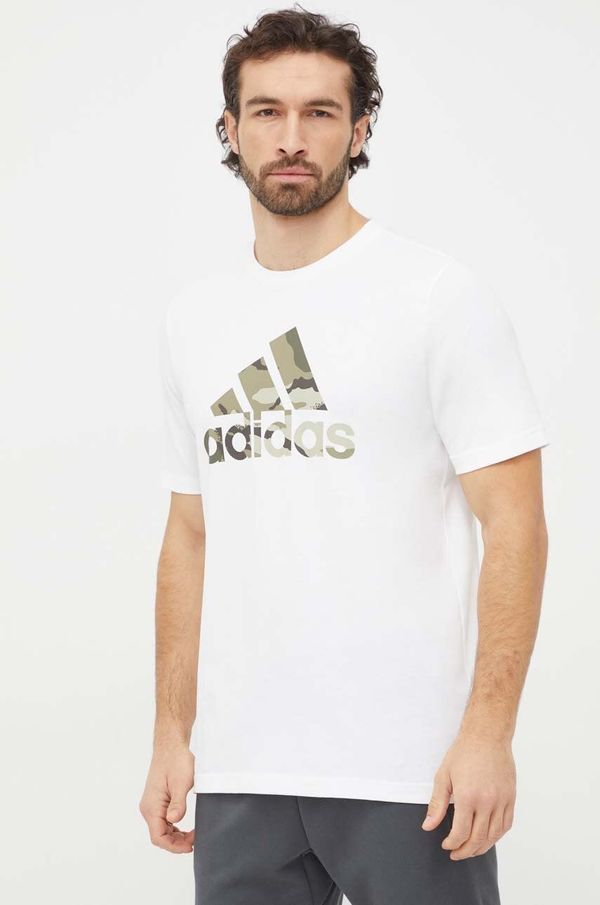 adidas Bombažna kratka majica adidas moški, bela barva