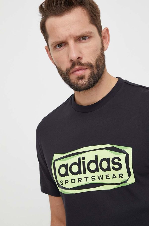 adidas Bombažna kratka majica adidas moški, črna barva