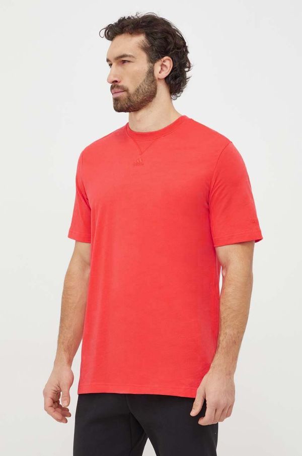 adidas Bombažna kratka majica adidas moški, rdeča barva