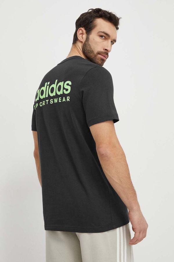 adidas Bombažna kratka majica adidas moški, siva barva