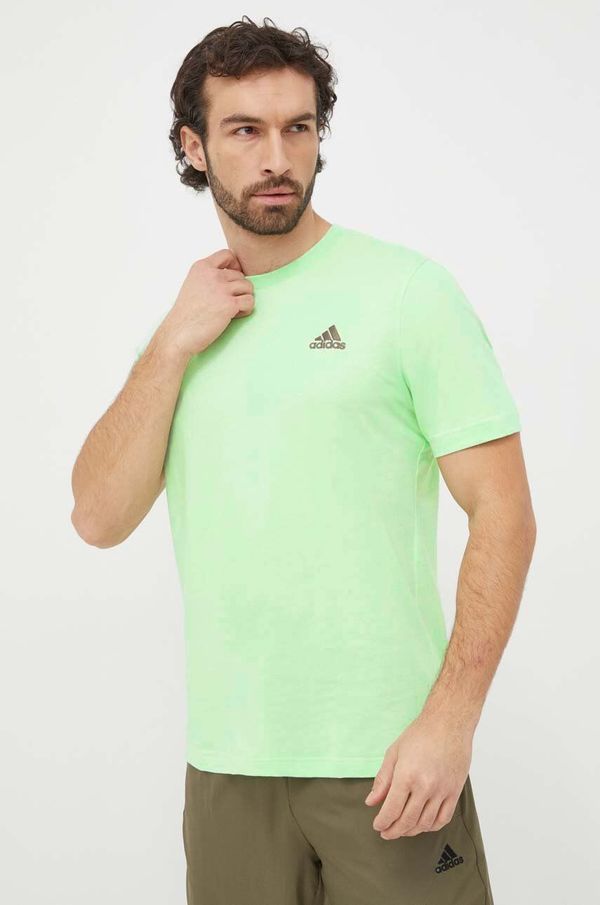 adidas Bombažna kratka majica adidas moški, zelena barva