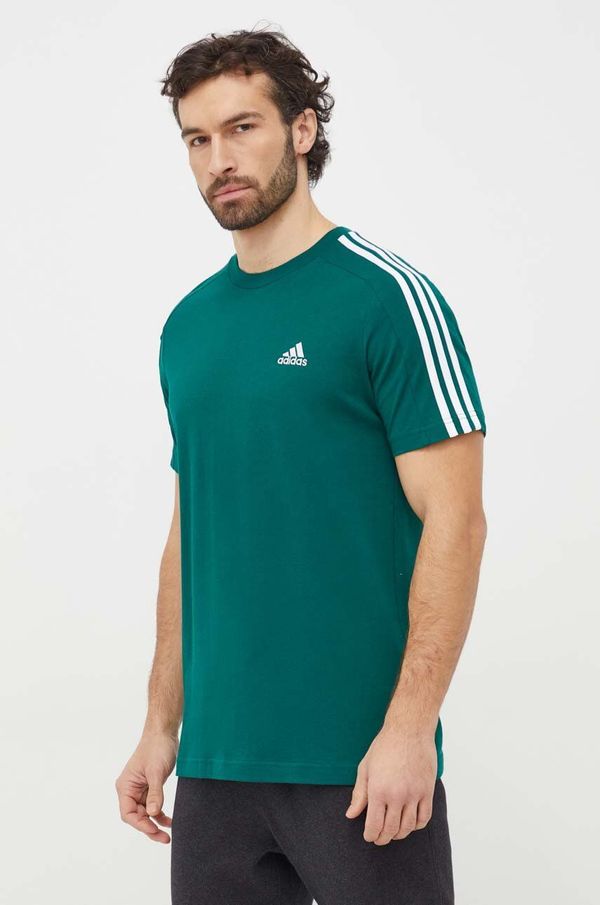 adidas Bombažna kratka majica adidas moški, zelena barva