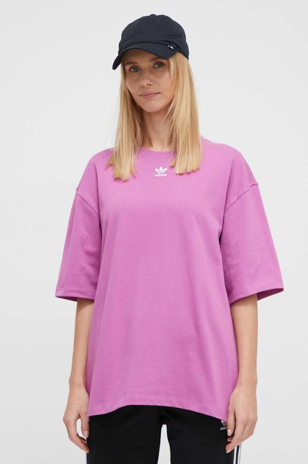 adidas Originals Bombažna kratka majica adidas Originals Adicolor Essentials ženska, roza barva, IR5924
