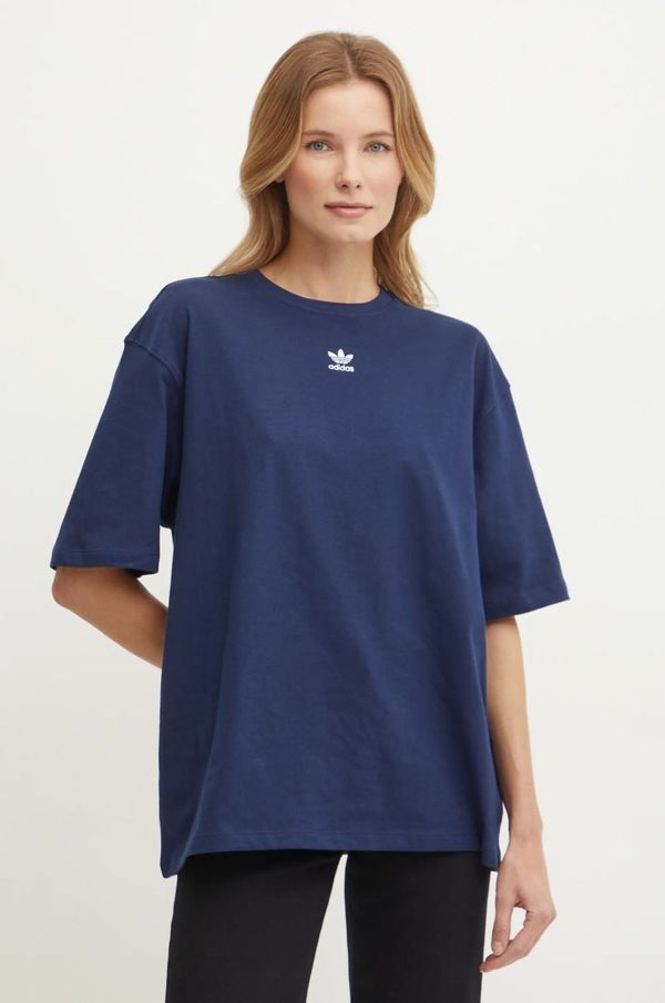 adidas Originals Bombažna kratka majica adidas Originals Essential ženska, mornarsko modra barva, JC8968