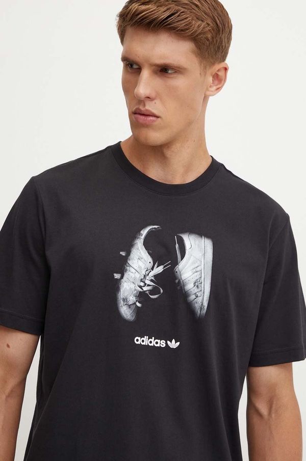 adidas Originals Bombažna kratka majica adidas Originals moška, črna barva, IY3431