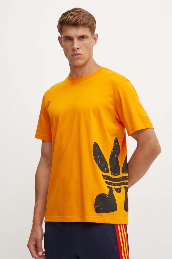 adidas Originals Bombažna kratka majica adidas Originals moška, oranžna barva, IX6749