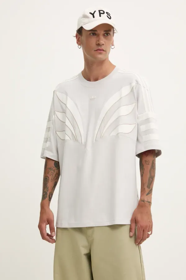 adidas Originals Bombažna kratka majica adidas Originals moška, siva barva, IZ2595